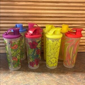 Tupperware colorful tumblers with drink spout seals